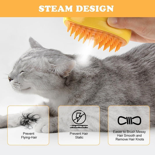 3-in-1 Steamy Pet Hair Brush & Cleanser